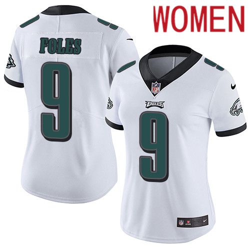 Women Philadelphia Eagles #9 Nick Foles Nike White Vapor Limited NFL Jersey